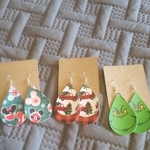 Faux leather Christmas earrings bundle